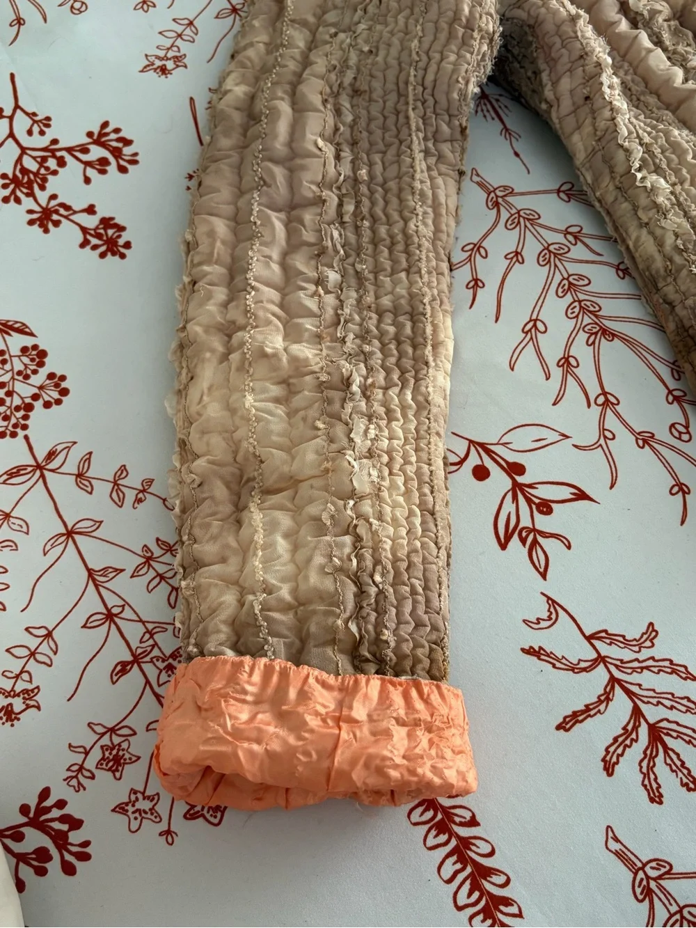 Women's Peach/Brown Textured Quilted Puffer Jacket